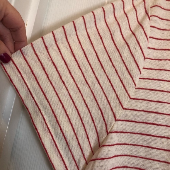 Talbots Red and White Stripes Short Sleeve Top With Pom Pom Trim Size 3XP - Picture 3 of 5